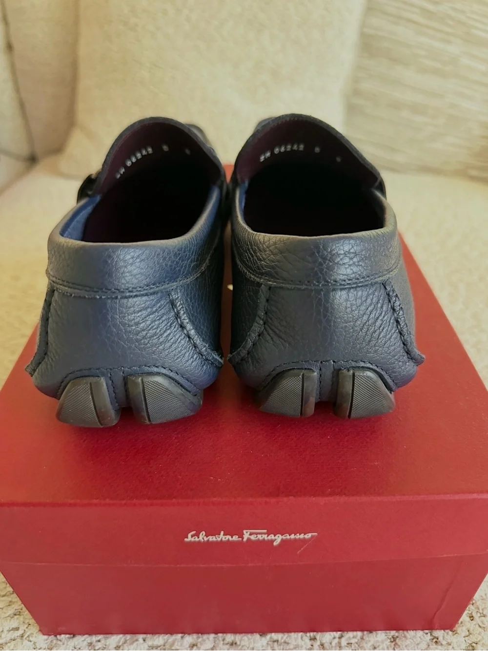 Salvatore Ferragamo Black Pebbled Leather Bit Loafers